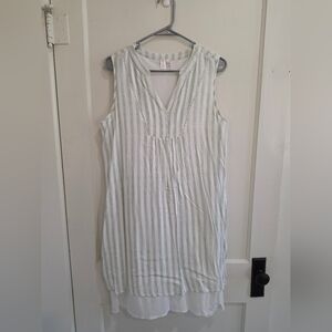 Striped Sleeveless Dress - Mint and White